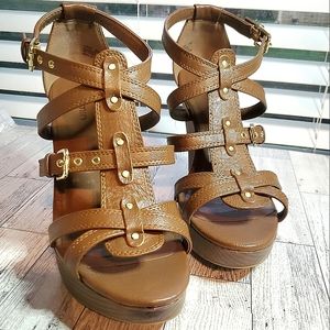 New Brown Gladiator Wedge Platform Sandals- Adjustable Straps